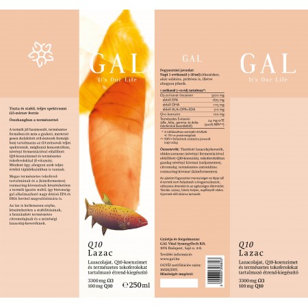 GAL Q10 koenzimes lazacolaj 250ml - 3300mg Omega 3 + 100 mg Q10