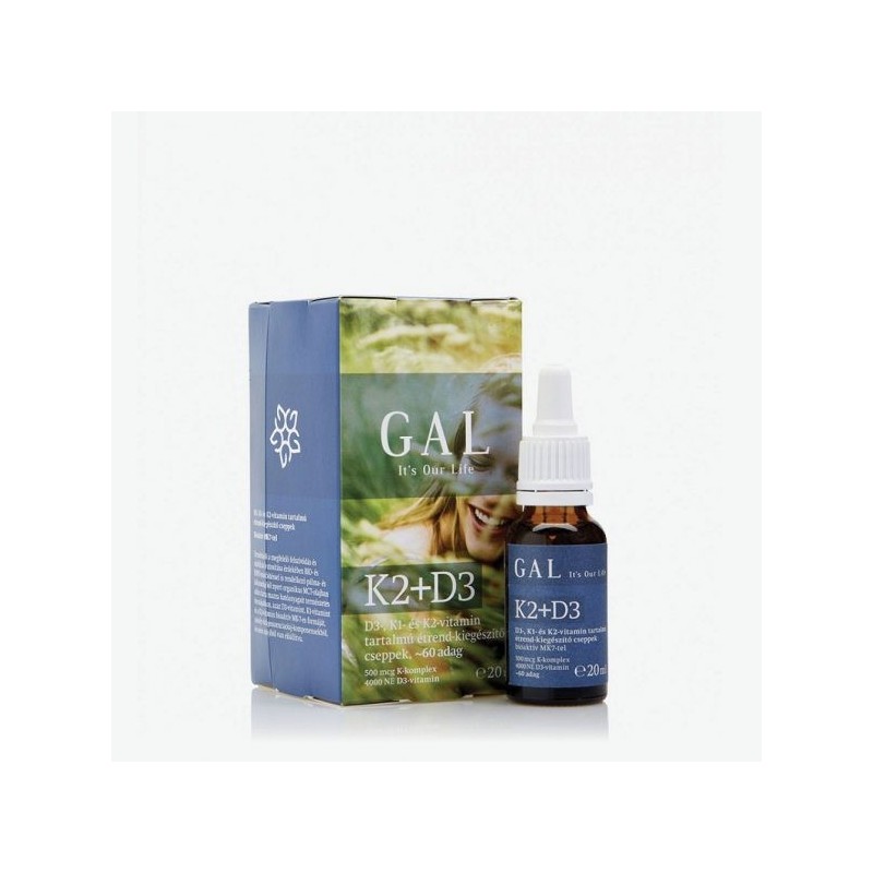 GAL K2D3 vitamín, 500 mcg K-komplex (MK-7) + 4000 NE D3